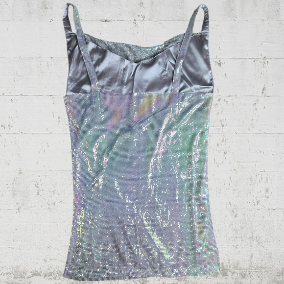 House of Harlow Iridescent Rhinestone Drape Retro Disco Mini Dress Size Small - Picture 7 of 8